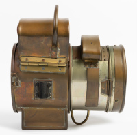 HEADLIGHT: A Phare Bleriot (France) brass No.2478 headlamp, lens width 16.5cm (6.5 inches), mounting bracket width approx. 22cm, overall height 32cm [Location: Melbourne] - 2