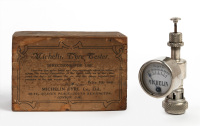 MICHELIN: A pre-war Michelin Tyre Tester in original timber box, 10cm long [Location: Melbourne]