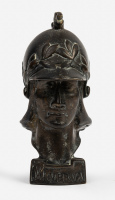 MASCOT: An early solid bronze 'Minerva' helmeted Roman Goddess car mascot, [Location: Melbourne] SALEROOM NOTICE - 2