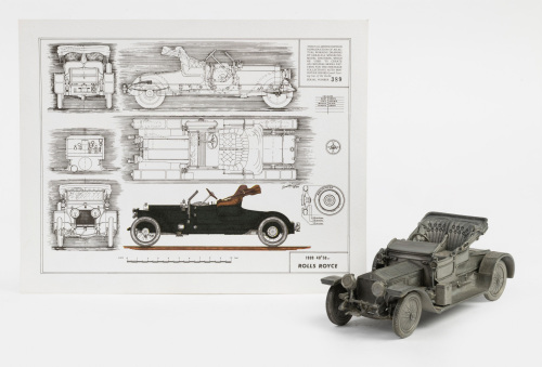 ROLLS-ROYCE: A pewter 1909 Rolls-Royce 40/50 Silver Ghost, made by Selangor Pewter, sculptured by Gerald Wingrove, serial number 389, dated 1977, 13cm long, with COA
