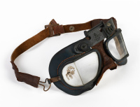 GOGGLES: A pair of RAF WWII era MkVII aviation goggles, inscribed 'AM 22C/826 2022' [Location: Melbourne] - 2