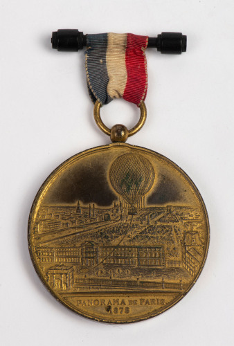 HOT AIR BALLOON: An original 'Panorama de Paris 1878' commemorative medal for a balloon ascent with Mr Henry Giffard
