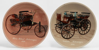 DISH PLATES: Two decorative dish plates each featuring c1880s automobiles [Location: Melbourne]