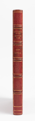 THE MOTORCAR: 'History of the Motorcar' by Marco Matteucci, hardcover book with gilt edged pages & tooled spine, published 1970