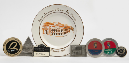CONCOURS D'ELEGANCE: A group of mostly badges commemorating Concours events held in California & Italy