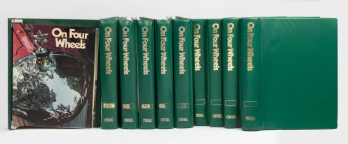 ON FOUR WHEELS: An extensive run of c1970s UK published periodical 'On Four Wheels: The Encyclopedia of Motoring in Weekly Parts', includes volumes one to five and volume eight