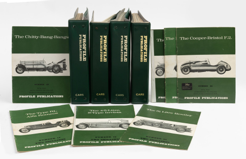 PROFILE PUBLICATIONS: A complete run of 96 editions of 'Profile Publications - Cars in Profile' bound in green vinyl purpose binders