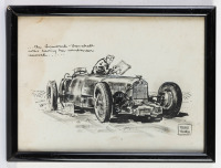 LOMBARD-VAUXHALL: An original drawing by Australian Terry Trowell featuring the Lombard-Vauxhall, 25cm high, 34cm wide [Location: Melbourne]