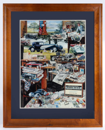 PEBBLE BEACH: A large promotional poster for the August 2000 50th Anniversary Pebble Beach Concours D'elegance event, 75cm high, 55cm wide (visible)