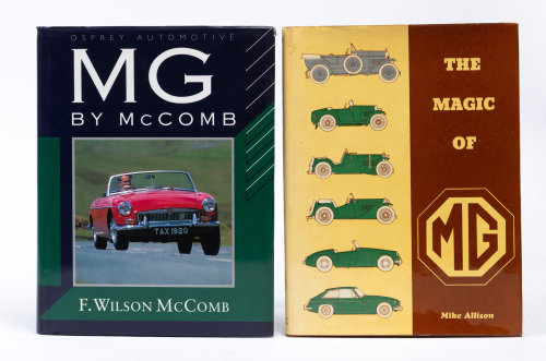 MG: Two hardcover books relating to MG, includes 'The Magic of MG' by Mike Allison, 1972 and 'MG by McComb' by F. Wilson McComb, 1990