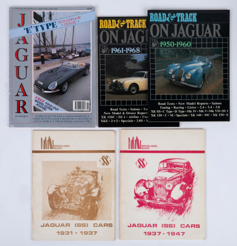JAGUAR: Six mostly softcover books relating to Jaguar