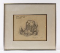 ROY NOCKOLDS: A pencil sketch by Roy Nockolds depicting Whitney Straight's MG K3 Magnette Racing Car #23 at the Brooklands 500 Mile Race 1933, signed, framed, image 22.5cm H, 29cm W [Location: Perth]