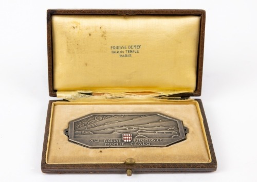 MONTE CARLO: An original 1931 10th Monte Carlo Rally plaque badge, by Fraisse Demey Paris, in original box [Location: Perth]