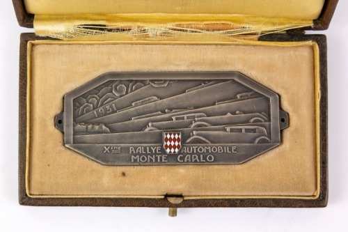MONTE CARLO: An original 1931 10th Monte Carlo Rally plaque badge, by Fraisse Demey Paris, in original box [Location: Perth]