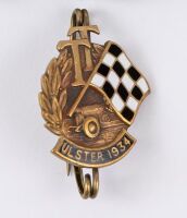 ULSTER TOURIST TROPHY: Two 1930s Ulster TT Ireland lapel badges, one being 1932, the other 1934 [Location: Perth] - 2