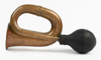 HORN: A Lucas 'King of the Road' No.10 single twist brass horn, 30cm long [Location: Melbourne] - 2