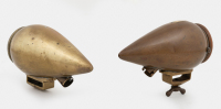 PILLAR LAMPS: Two torpedo style brass pillar lamps, 16cm long [Location: Melbourne] - 2