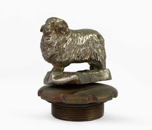MASCOT: A mascot in the form of a ram affixed to a radiator cap, 11cm high overall, 8cm wide