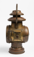 HEADLAMP: A c.1900/1910s Auteroche (France) 'La Reflex' brass headlamp, lens width 8cm, lamp height 27cm [Location: Melbourne] - 3
