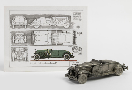 DUESENBERG: A pewter 1931 Murphy Duesenberg Model J model, 17cm long, made by Selangor Pewter