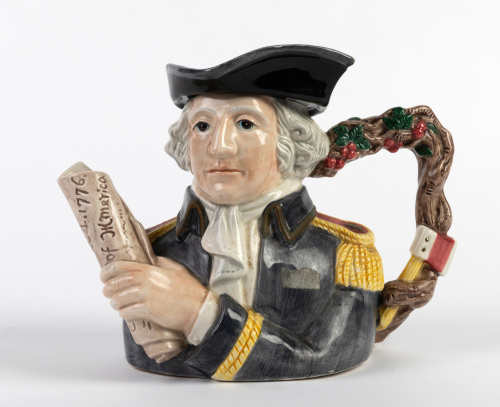 GEORGE WASHINGTON: A hand painted ceramic George Washington teapot made by Fitz & Floyd, limited edition (161/5000), 18cm high, 21cm wide