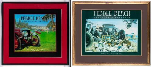 PEBBLE BEACH: Two large framed & glazed Pebble Beach Concours promotional posters