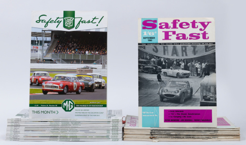 MG: 31 editions of 'Safety Fast' the MG Car Club monthly periodical magazine, includes 15 editions from the 1960s and the remainder from 2012-2014