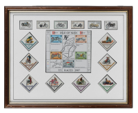 BRITISH: Three framed & glazed stamp set collections all relating to British cars or racing [Location: Melbourne] - 3