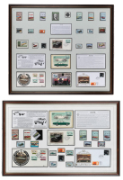 JAGUAR: Two framed & glazed Jaguar stamp & envelope sets, largest 70cm high, 81cm wide [Location: Melbourne]