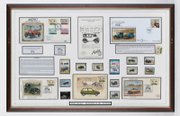 BRITISH: Three framed & glazed British make stamp & envelope sets, largest 46cm high, 73cm wide [Location: Melbourne] - 3