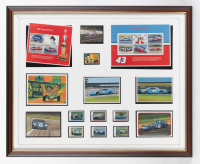 MOTORSPORT: Three framed & glazed motorsport stamp set collections, largest 47cm high, 72cm wide [Location: Melbourne] - 3