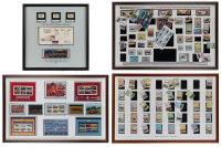 STAMP SETS: Four automotive framed & glazed stamp set collections