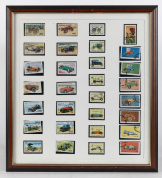 STAMP SETS: Four framed & glazed car stamp sets collections from all parts of the world, largest 47cm high, 73cm wide [Location: Melbourne] - 2