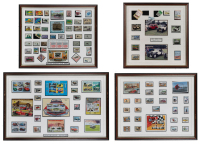 STAMP SETS: Four automotive framed & glazed stamp set collections [Location: Melbourne]
