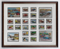 STAMP SETS: Four automotive framed & glazed stamp set collections [Location: Melbourne] - 4
