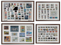 STAMP SETS: Four automotive framed & glazed stamp set collections