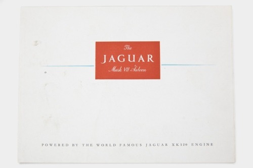 JAGUAR: A rare circa 1951 Jaguar Mark VII saloon sales brochure, powered by the XK120 engine, a fold out style brochure