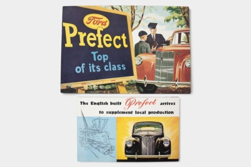 FORD PREFECT: A pair of early Ford Prefect sales brochures, both brochures in colour