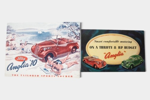 FORD ANGLIA: A pair of early Ford Anglia sales brochures, an 8 HP and a 10 HP both brochures in colour
