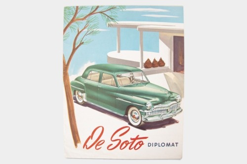 DE SOTO: A rare circa 1950's De Soto Diplomat sales brochure, an 8 page fold out style brochure, covering all body styles of the Diplomat range of models