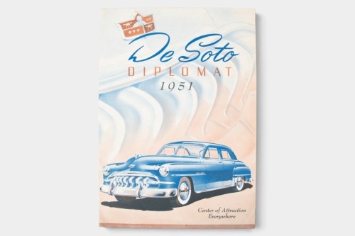 DE SOTO: A rare 1951 De Soto Diplomat sales brochure, an 8 page fold out style brochure, covering all body styles of the Diplomat range of models