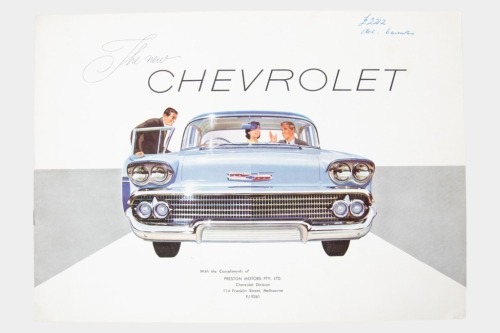 46 · CHEVROLET: A rare 1958 Chevrolet sales brochure, an 8 page brochure featuring RHD models