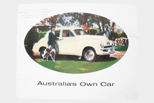 HOLDEN: A rare FJ Holden sales brochure, 16 pages, has Campbells Motors stamp on cover