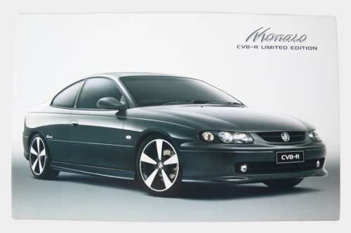 HOLDEN MONARO: A Holden Monaro CV8-R sales brochure, features the limited edition turbine grey Monaro