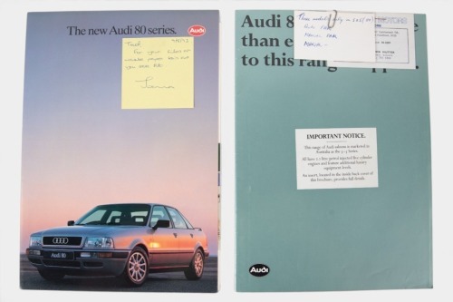 AUDI: A pair of Audi sales brochures, featuring Audi 80 models