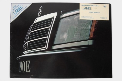 MERCEDES BENZ: A circa 1984 190E Mercedes Benz sales brochure, a 12 page full colour plus an extra double sided basic equipment and technical data loose sheet style brochure