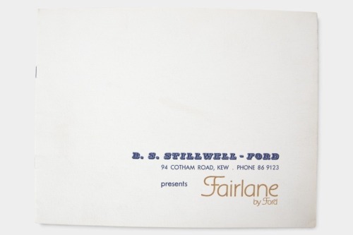 FORD FAIRLANE: A Ford Fairlane sales brochure, a 16 page high quality colour brochure, featuring both Fairlane 500 sedan and Fairlane Custom sedan range