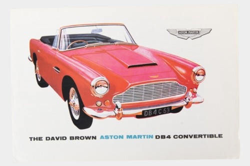 ASTON MARTIN: An Aston Martin DB4 convertible sales brochure, 1963 double sided