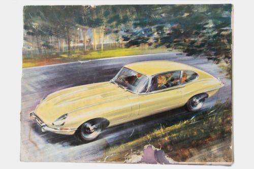 JAGUAR: A rare Jaguar "E" type sales brochure, featuring a water colour style front cover