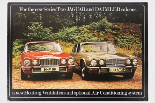 JAGUAR DAIMLER: A 1973 Jaguar and Daimler series 2 saloons sales brochure, highlighting the advanced climate control options, a 16 page full colour brochure